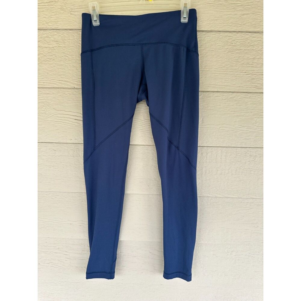 Yogalicious High-Waisted Mesh Panel Activewear Leggings Navy Blue - Size S